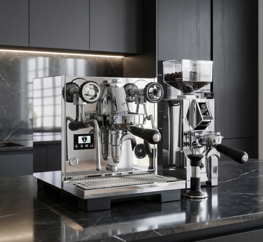 Costanza R + Libra 55 met tamper (Chroom)